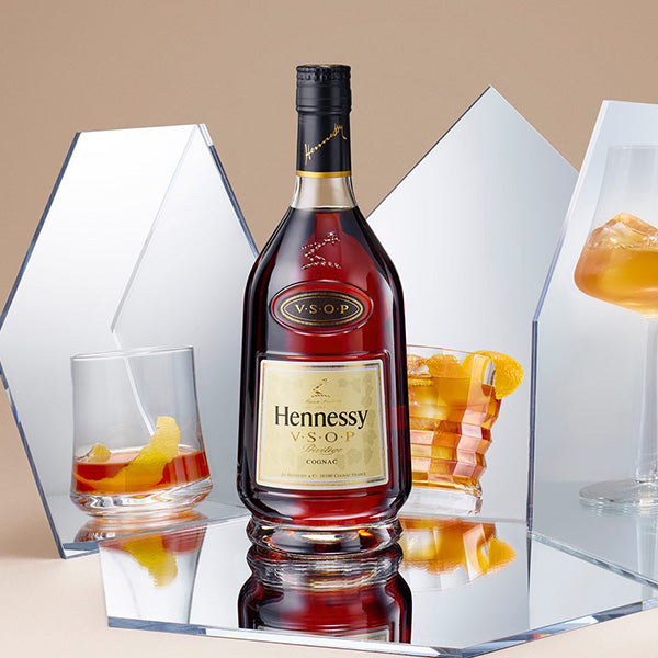 Hennessy V.S.O.P bottle and Cognac glass